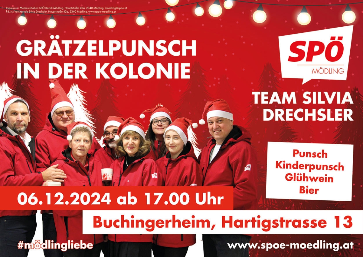 Einladung zum Punschstand in der Kolonie am 6.12.2024 ab 17:00 Uhr