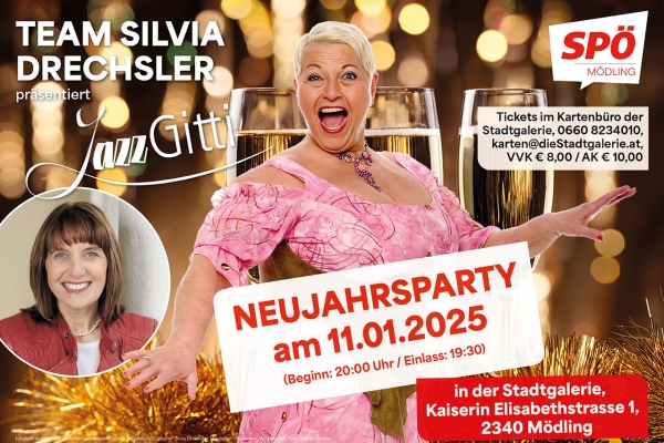 Silvia Drechsler bittet zur Neujahrsparty mit Jazz-Gitty