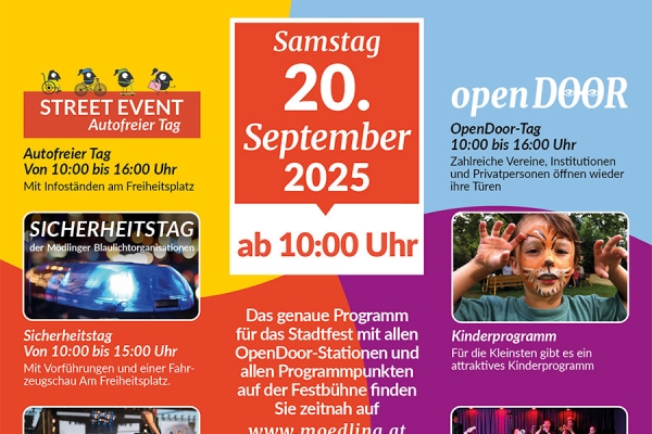 Am 20. September feiert Mödling ein großes Stadtfest